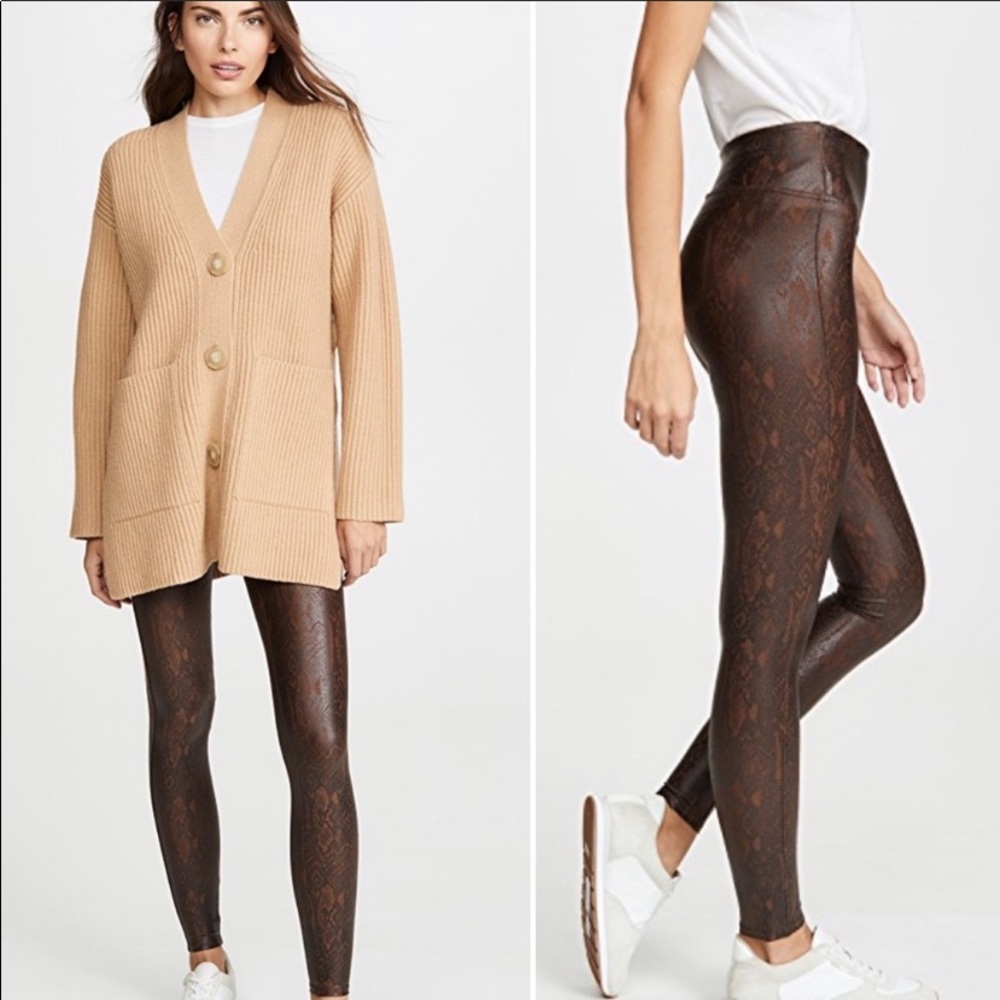Spanx Leggings- brown faux snakeskin leggings